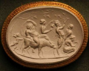 Silenus, inmitten eines bacchantischen Zugs auf einem Esel reitend (Daktyliothek, Erstes Mythologisches Tausend)