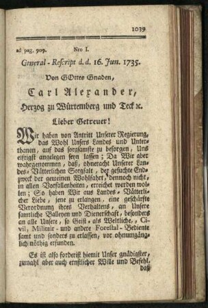 General-Rescript zu der Forst-Ordnung