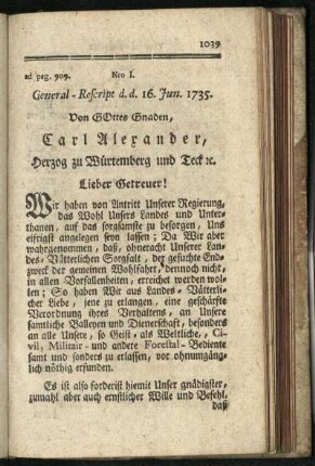 General-Rescript zu der Forst-Ordnung