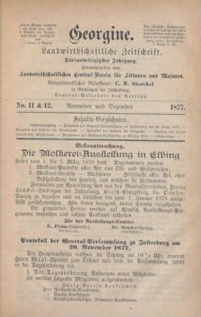 No. 11 & 12. November und Dezember 1877.