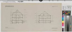 Münster (Münster) Botanisches Institut der Universität Hauptgebäude - Bestandszeichnung Schnitte 1953 1 : 100 36,5 x 74 Pause Staatshochbauamt für die Universität Münster 5.05