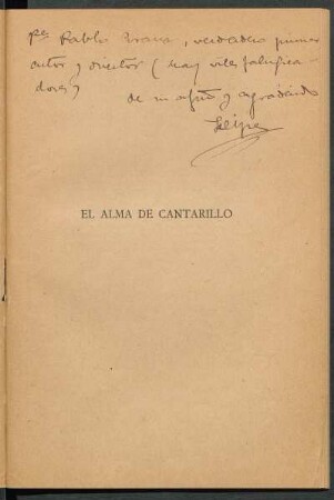 [Dedicatoria a Pablo Arana escrita a mano]