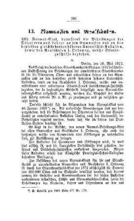 Normal-Etat, betreffend die Besoldungen der Directoren und Lehrer an den Gymnasien und an den denselben gleichstehenden höheren Unterrichts-Anstalten, sowie den Realschulen I. Ordnung, welche Staatszuschüsse beziehen : [III. Gymnasien und Realschulen]