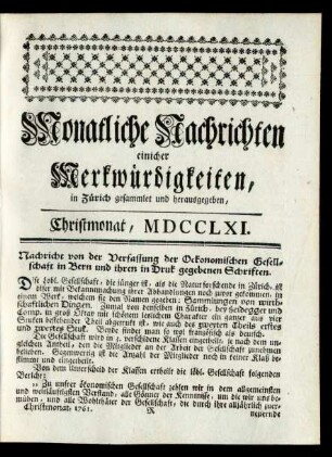 Christmonat, MDCCLXI