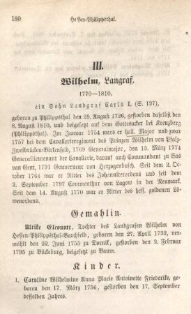 III. Wilhelm, Landgraf, 1770-1810