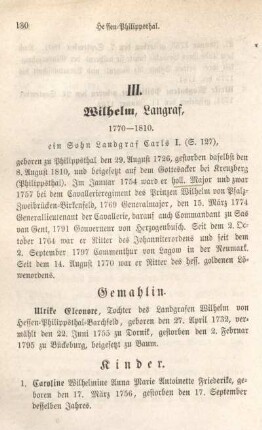III. Wilhelm, Landgraf, 1770-1810