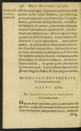 Caput XXXIX. De Hospitalitate Veterum Germanorum.