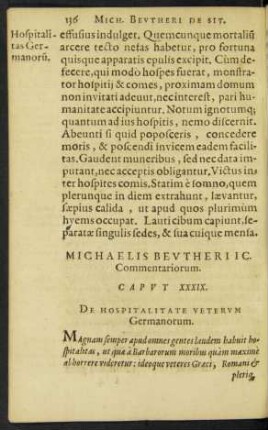 Caput XXXIX. De Hospitalitate Veterum Germanorum.