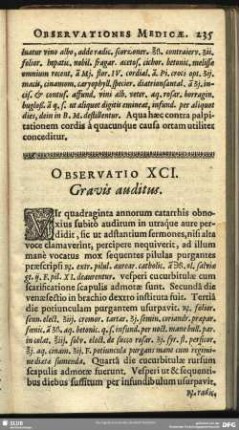 Observatio XCI. Gravis auditus