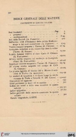 Indice generale delle materie