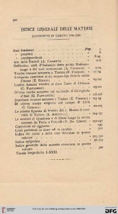 Indice generale delle materie