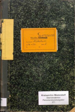 Sterberegister des Standesamtes Neubeckum von 1906 (Urkunden-Nr. 1-37), von 1907 (Urkunden-Nr. 1-64), von 1908 (Urkunden-Nr. 1-47) und von 1909 (Urkunden-Nr. 1-45)