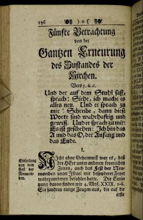 Fünfte Betrachtung von der Gantzen Erneurung des Zustandes der Kirchen.