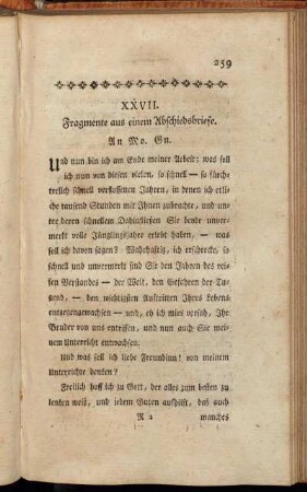XXVII. Fragmente aus einem Abschiedsbriefe.