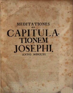 Meditationes Ad Capitulationem Josephi