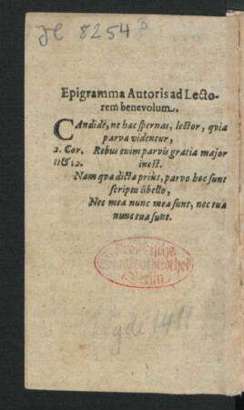 Epigramma Autoris ad Lectorem