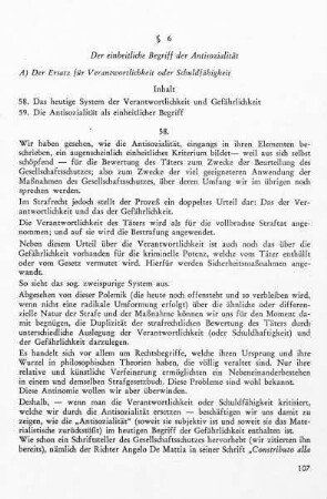 58. Das heutige System der "Verantwortlichkeit" (Schuldfähigkeit) und "Gefährlichkeit"