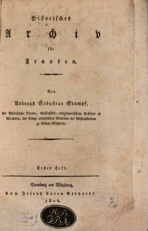 Historisches Archiv für Franken. 1. 1804