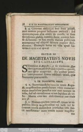 Sectio III De Magistratibus Novis Sub Caesaribus.