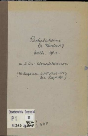 Kirchenbuchduplikate der katholischen Gemeinde Peckelsheim, Kreis Warburg (GHT 1826-1840). (Gemeinde: Katholische Gemeinden Peckelsheim)