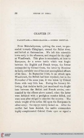 Chapter IV: Wandiwash – Tiger-Slayer – Hindoo Festival