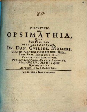 Disp. de opsimathia