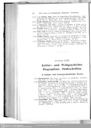 XXIII. Kultur- und Weltgeschichte. Biographien. Denkschriften