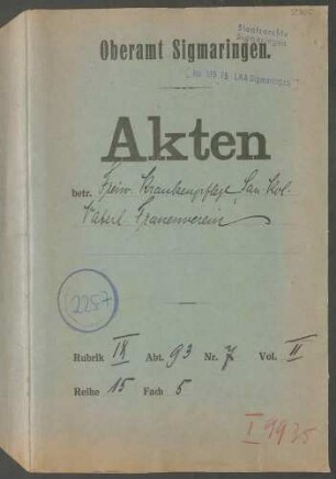 Vaterländischer Frauenverein und freiwillige Krieger-Sanitätskolonne (beide mit Sitz in Sigmaringen)