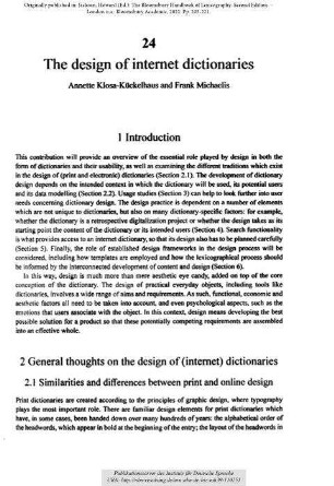 The design of internet dictionaries