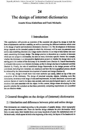 The design of internet dictionaries