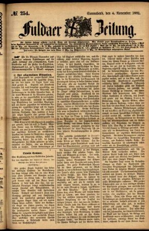 Ausgabe vom Samstag, den 04. November 1882.