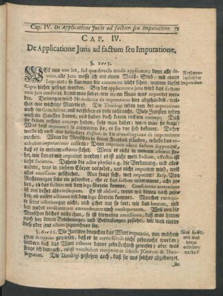 Cap. IV. De Applicatione Iuris ad factum seu Imputatione.