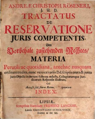 Tractatus de reservatione iuris competentis : von Vorbehalt zustehenden Rechtes