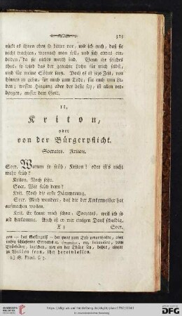 XI. Kriton oder von der Bürgerpflicht