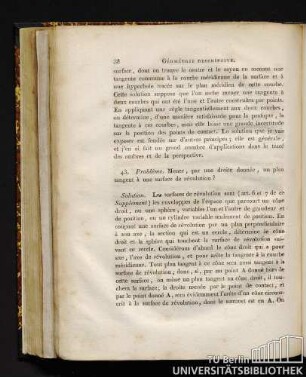 Problême. Mener, par une droite donnée, un plan tangent à une surface de révolution?