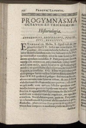 Progymnasma Octavum Et Tricesimum. Historiologia.