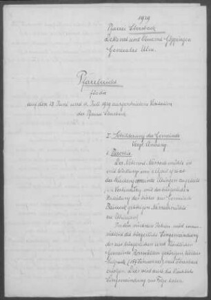 Ebersbach mit Büchenbronn und Krapfenreut: Pfarrbericht 1929