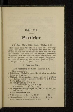 Erster Teil. Wortlehre.