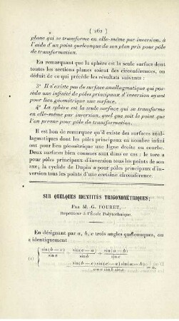 Sur quelques identités trigonométriques.