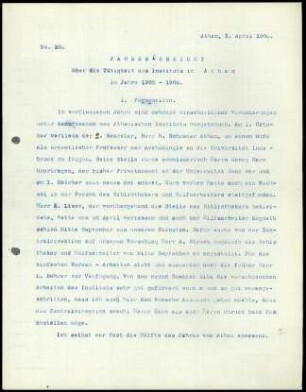 Jahresbericht über die Tätigkeit des Instituts in Athen im Jahre 1905-1906