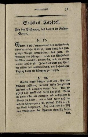 Sechstes Capitel. Von der Bedüngung des Landes im Küchen-Garten.