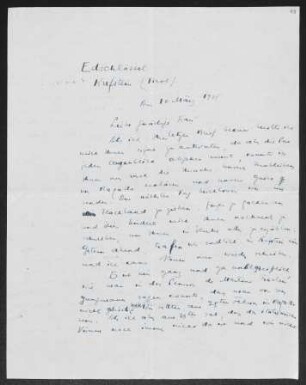 Brief von Joseph Chapiro an Margarete Hauptmann