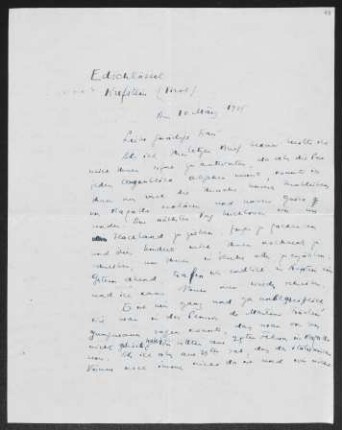Brief von Joseph Chapiro an Margarete Hauptmann