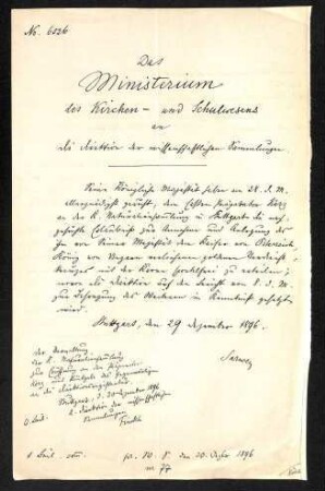 Abschrift interner ministerialer Schriftverkehr betreffend Kerz