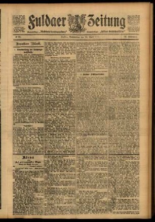 Zweite Ausgabe vom Donnerstag, den 18. April 1907.