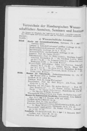 Verzeichnis der Hamburgischen Wissenschaftlichen Anstalten, Seminare und Institute