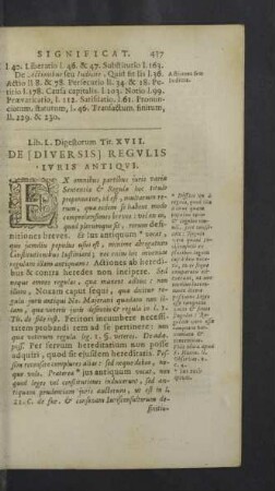 De [diversis] regulis iuris antiqui.