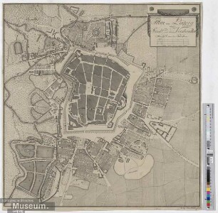 Plan von Leipzig der Stadt und denen Vorstaedten