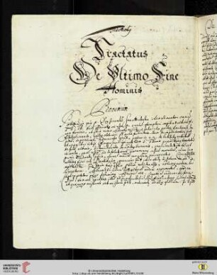 Tractatus De Ultimo Fine Hominis
