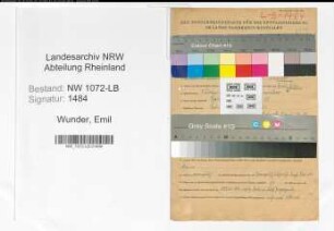 Entnazifizierung Emil Wunder , geb. 04.02.1892 (Finanzbeamter)